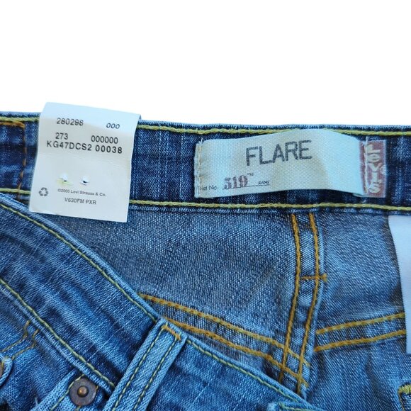 Vintage Y2K Levi’s 519 Flare Jeans Women’s Sz 13 Long Stretch Slim Fit Mid rise - Picture 6 of 15